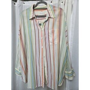 American EAGLE Striped Shirt Dress Sz Sm Button Down Cotton Oversized Shirt